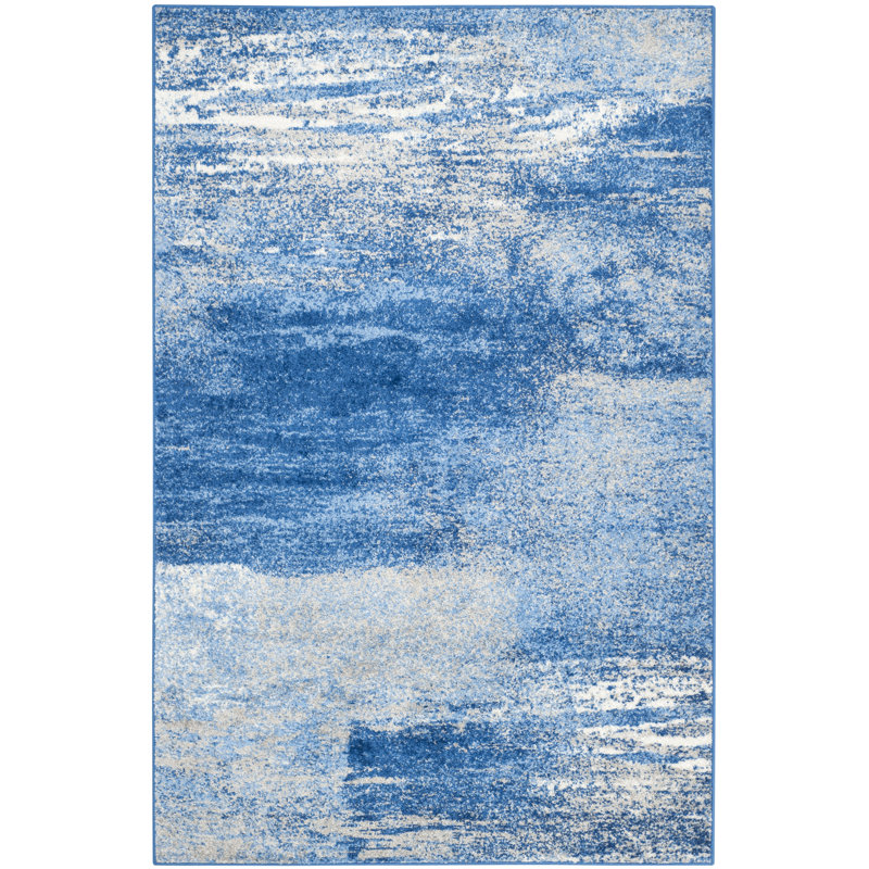 Trent Austin Design Costa Mesa Power Loomed Silver/Blue Area Rug